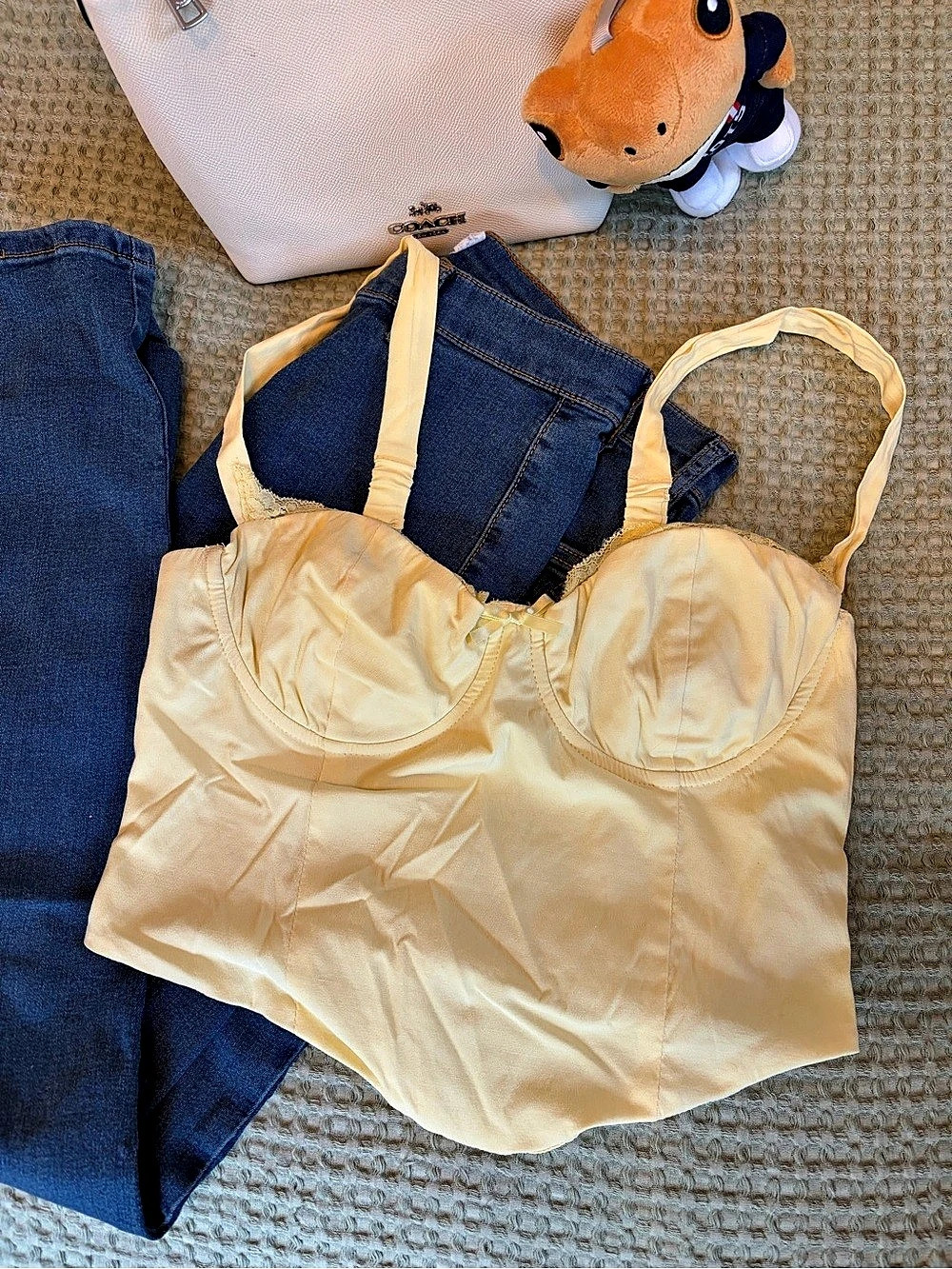 Garage Yellow Cropped Corset Top Size M